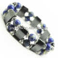 Magnetic Hematite Space Bracelet with alloy and 8MM Sodalite Round Beads